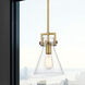 Newton Cone 1 Light 8 inch Brushed Brass Mini Pendant Ceiling Light in Clear Glass
