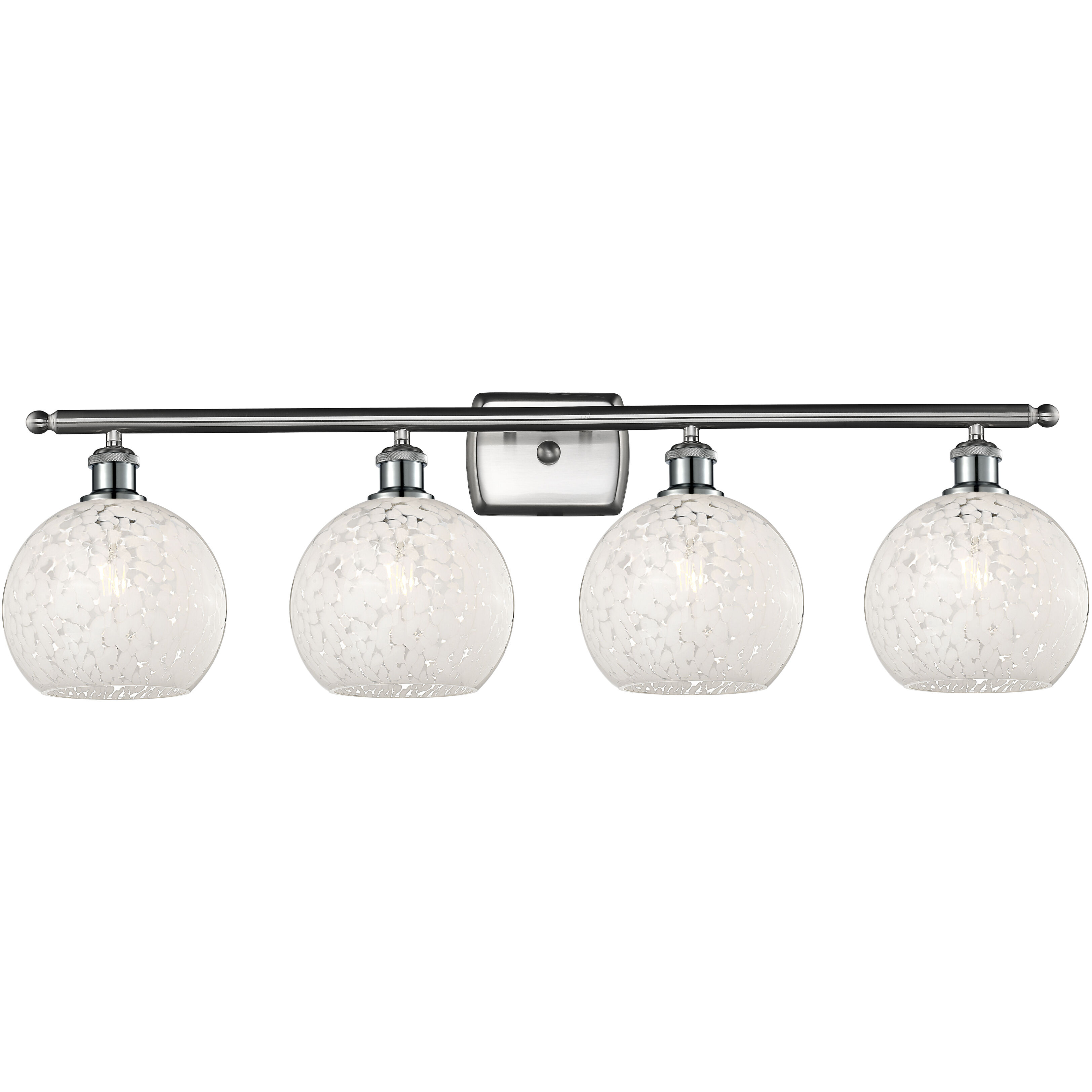 Ballston White Mouchette 4 Light 38 inch Brushed Satin Nickel Bath Vanity Light Wall Light