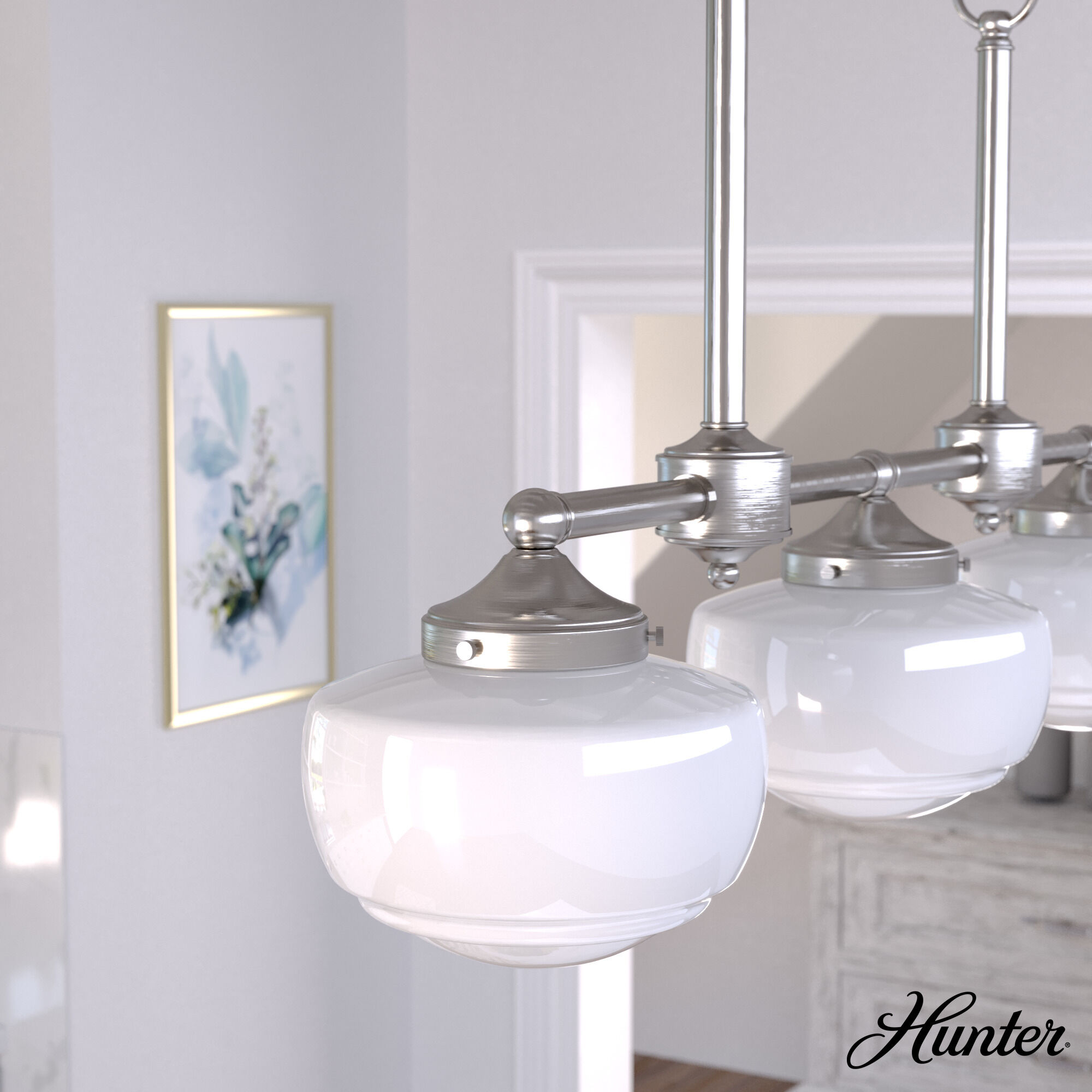 Saddle Creek 3 Light 33 inch Brushed Nickel Linear Chandelier Ceiling Light