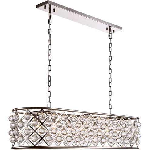Madison 7 Light 50 inch Polished Nickel Island Pendant Ceiling Light in Clear, Smooth Royal Cut, Urban Classic