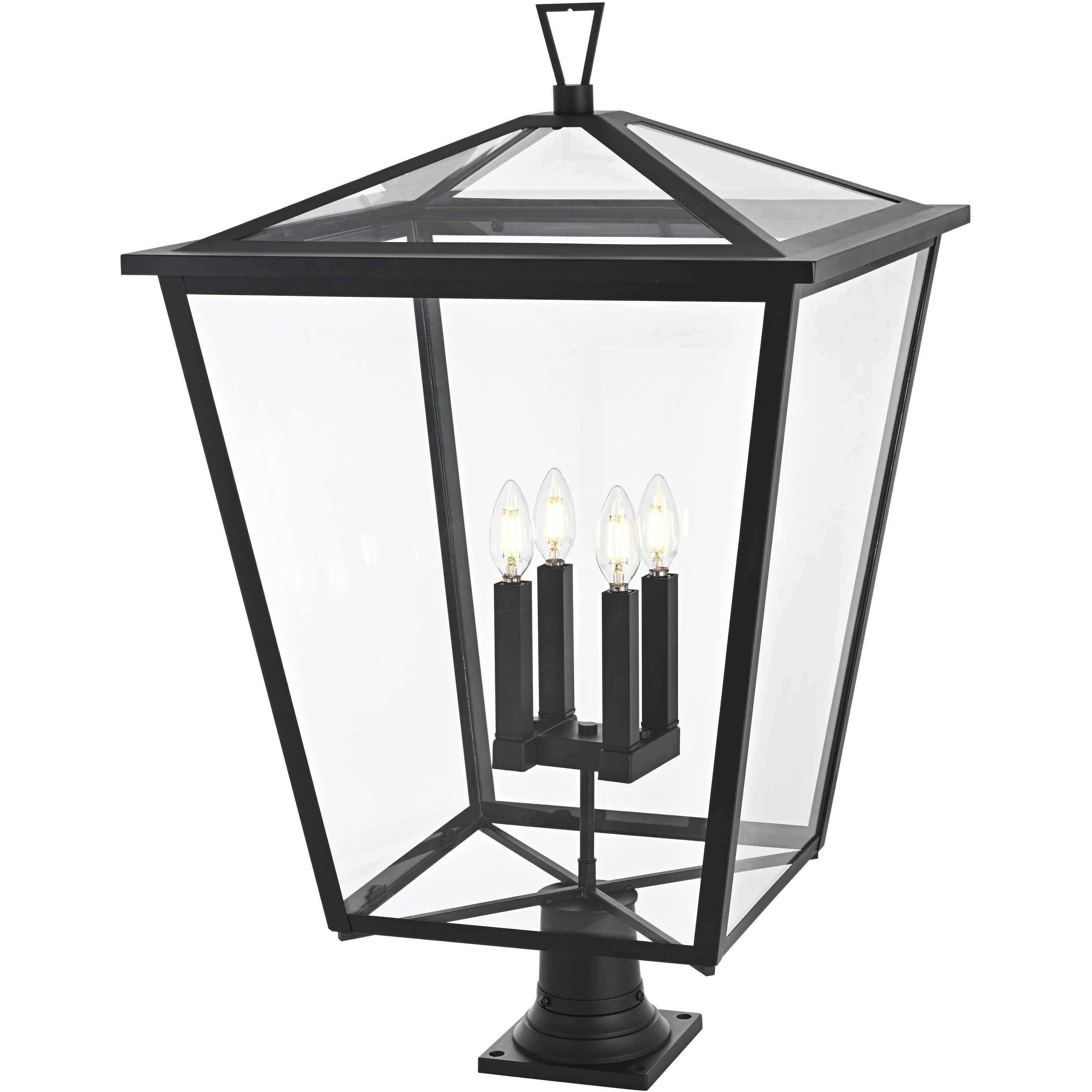Oxford 4 Light 32.5 inch Black Outdoor Post Light