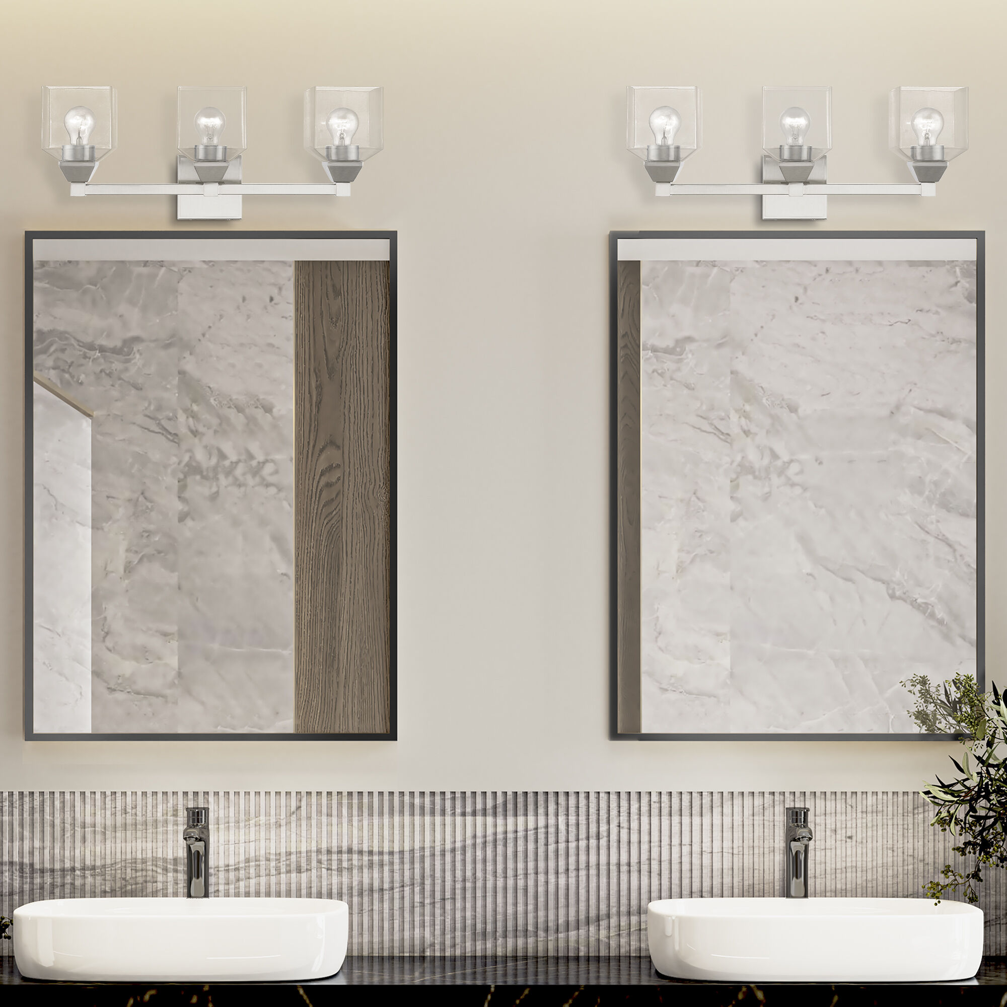 Aragon 3 Light 23 inch Brushed Nickel Vanity Sconce Wall Light