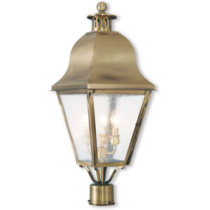 Amwell 3 Light 27 inch Antique Brass Outdoor Post Top Lantern