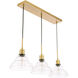 Clive 3 Light 35 inch Brass Pendant Ceiling Light