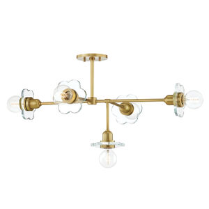 Alexa 5 Light 28 inch Aged Brass Chandelier Ceiling Light