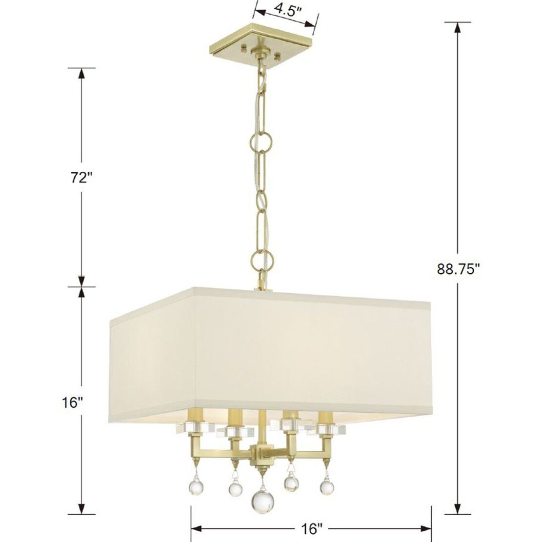 Paxton 4 Light 16 inch Aged Brass Chandelier Ceiling Light