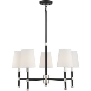 Brody 5 Light 28 inch Black with Polished Nickel Accents Chandelier Ceiling Light, Essentials