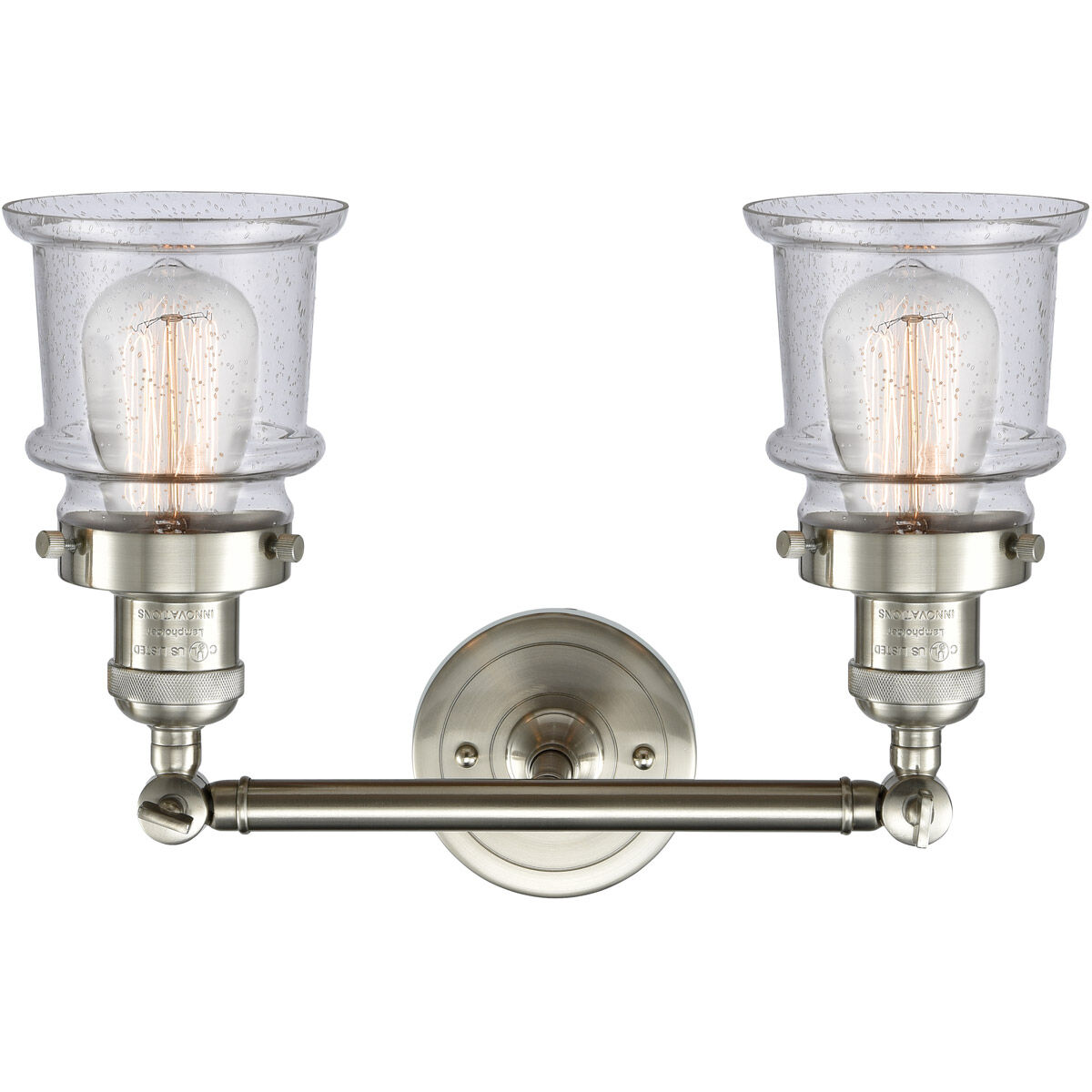 Franklin Restoration Small Canton LED 16.5 inch Brushed Satin Nickel Bath Vanity Light Wall Light in Seedy Glass, Franklin Restoration
