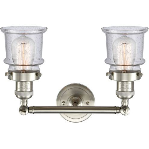Franklin Restoration Small Canton LED 16.5 inch Brushed Satin Nickel Bath Vanity Light Wall Light in Seedy Glass, Franklin Restoration