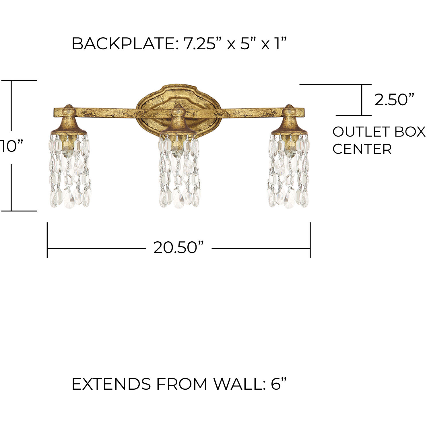 Blakely 3 Light 21 inch Antique Gold Vanity Light Wall Light