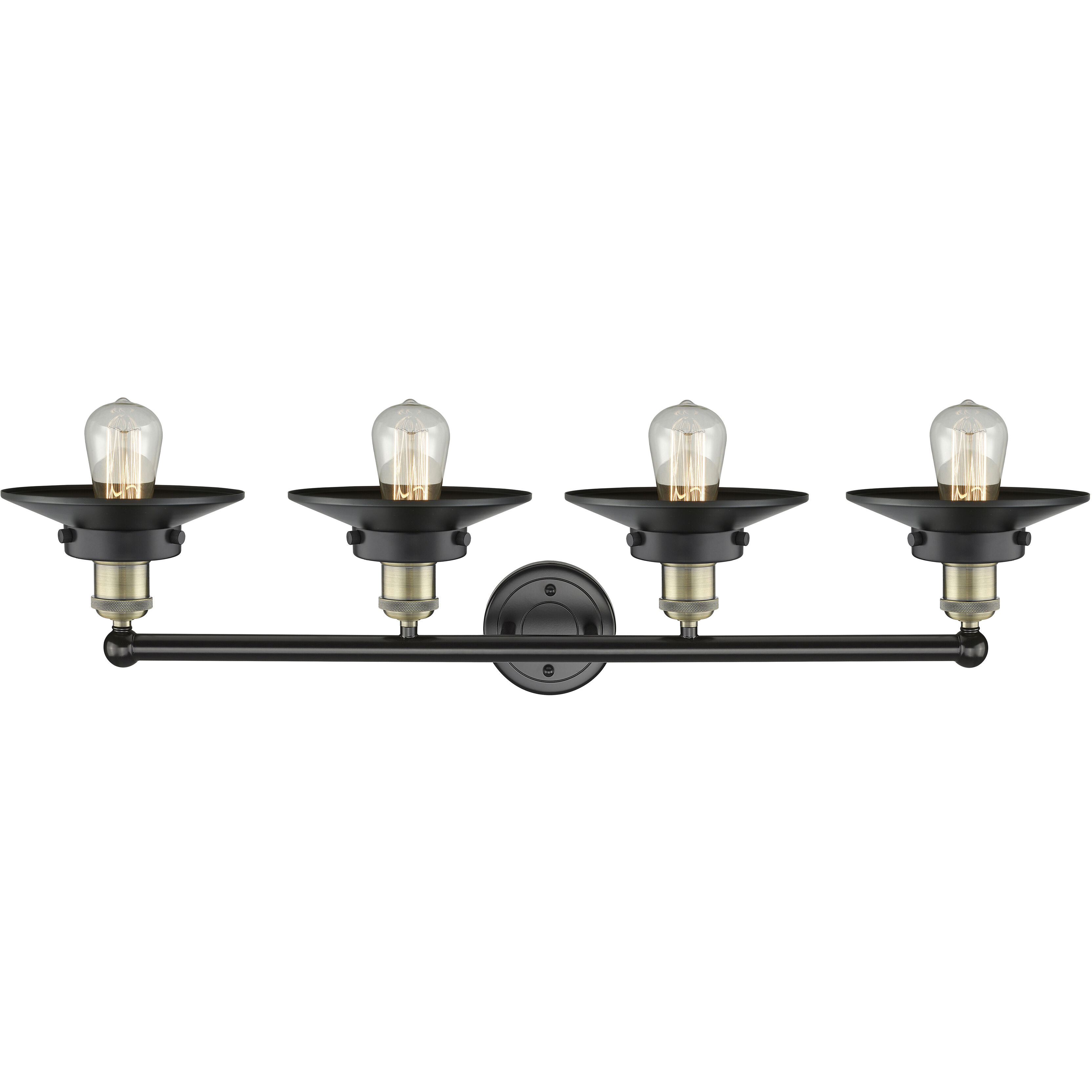 Railroad 4 Light 35 inch Black Antique Brass Bath Vanity Light Wall Light in Matte Black