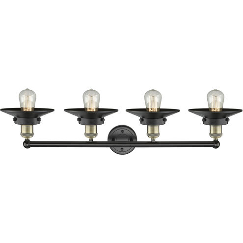 Railroad 4 Light 35 inch Black Antique Brass Bath Vanity Light Wall Light in Matte Black