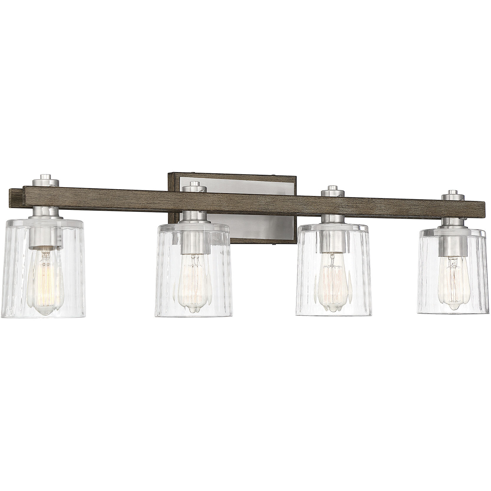 Halifax 4 Light 36 inch Satin Nickel with Gray Wood Bathroom Vanity Light Wall Light in Satin Nickel/Gray Wood