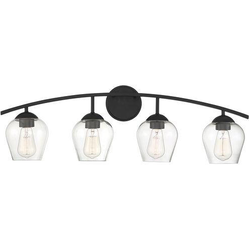 Transitional 4 Light 32.75 inch Matte Black Bathroom Vanity Light Wall Light