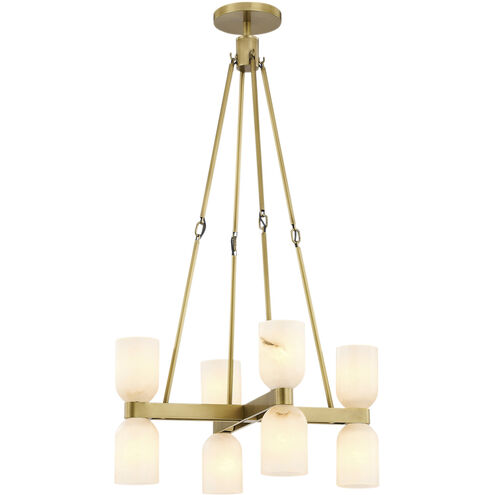 Lucian 8 Light 22 inch Vintage Brass Chandelier Ceiling Light in Vintage Brass and Alabaster