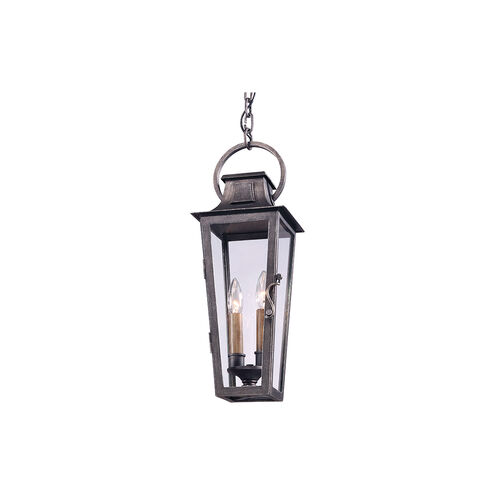 Bancroft 2 Light 7 inch Aged Pewter Outdoor Pendant