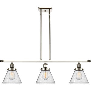 Ballston Large Cone LED 36 inch Polished Nickel Island Light Ceiling Light in Seedy Glass