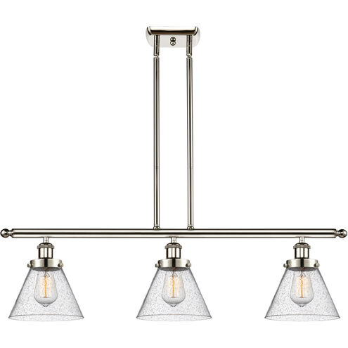 Ballston Large Cone LED 36 inch Polished Nickel Island Light Ceiling Light in Seedy Glass