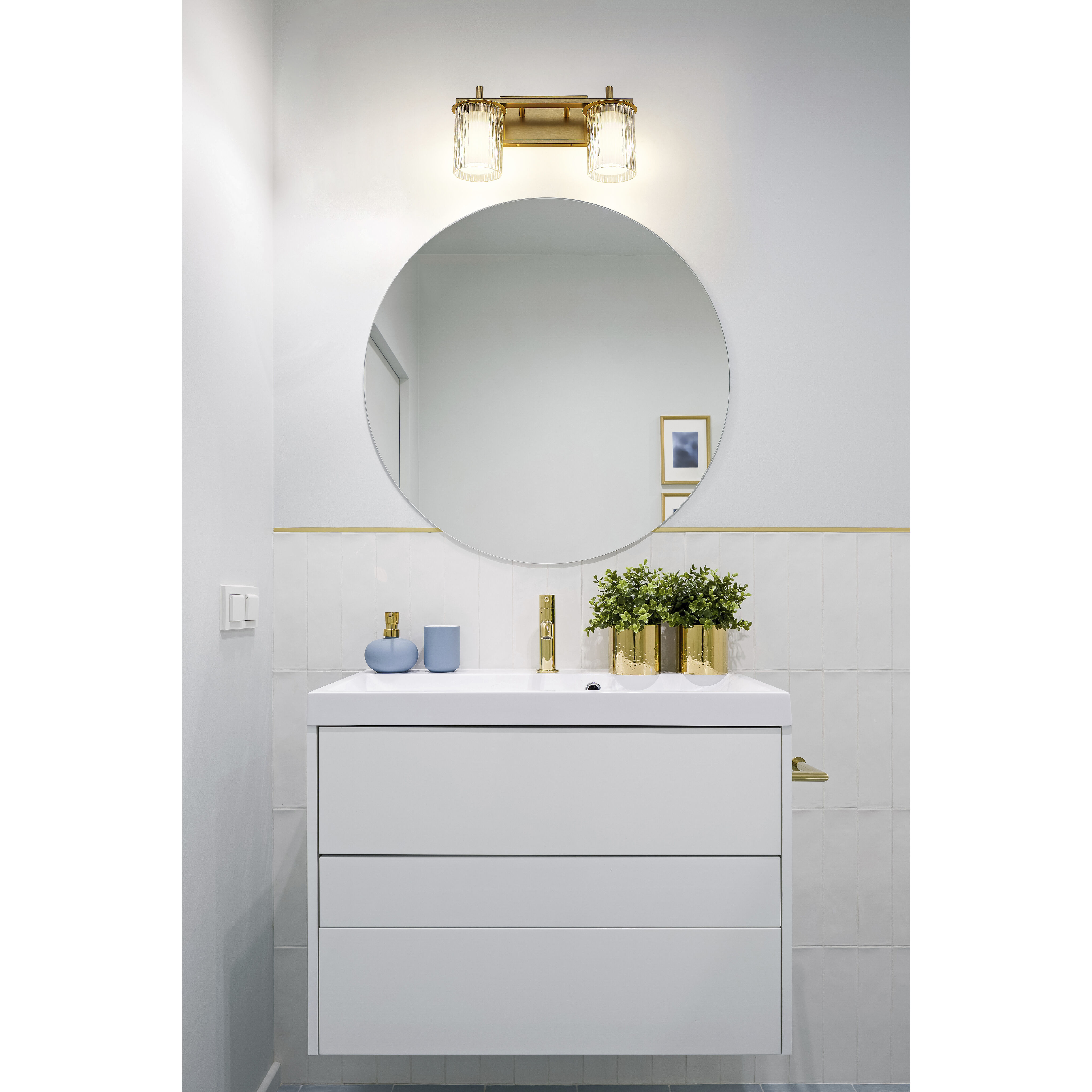 Grayson 2 Light 16 inch Modern Gold Vanity Wall Light