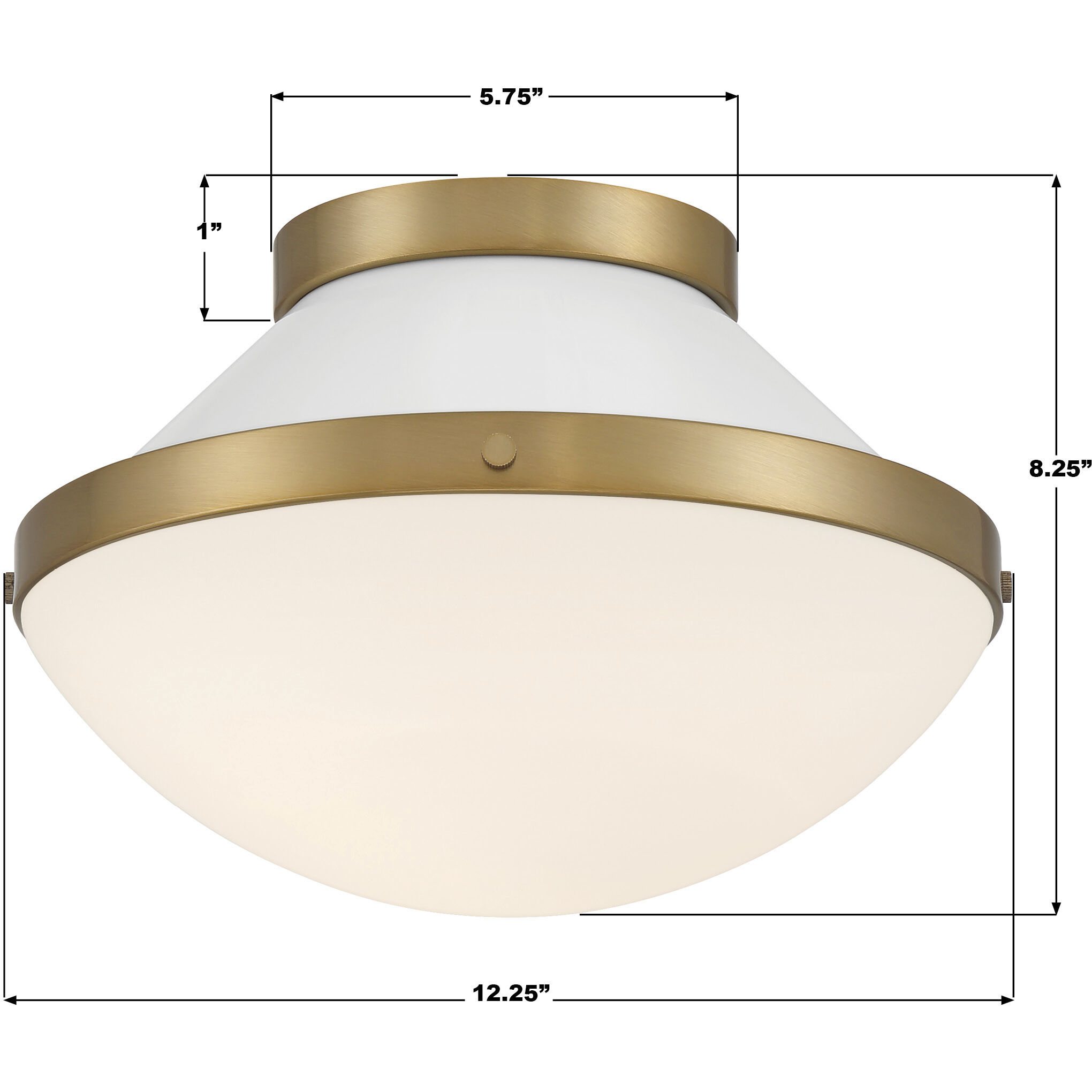 Xander 1 Light 12.25 inch Vibrant Gold Flush Ceiling Light in Vibrant Gold and White
