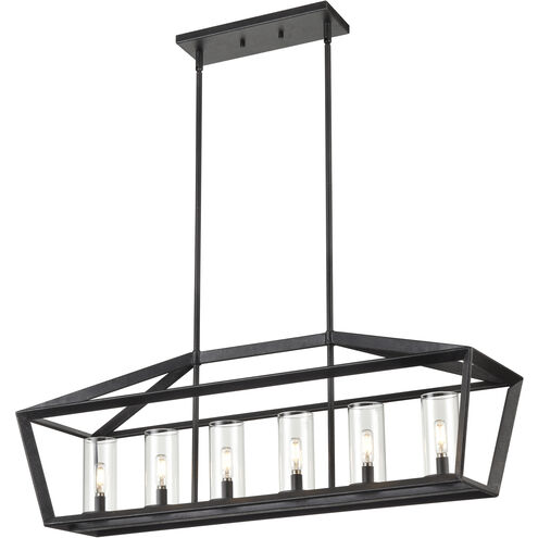 Colchester 6 Light 39 inch Weathered Zinc Linear Pendant Ceiling Light
