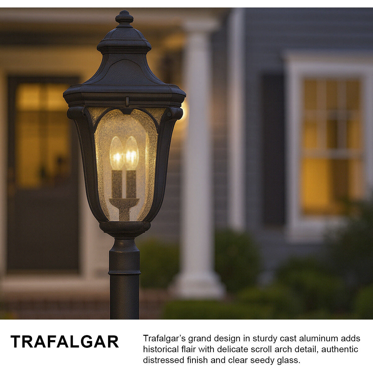 Trafalgar 3 Light 27.5 inch Museum Black Outdoor Post Mount Lantern