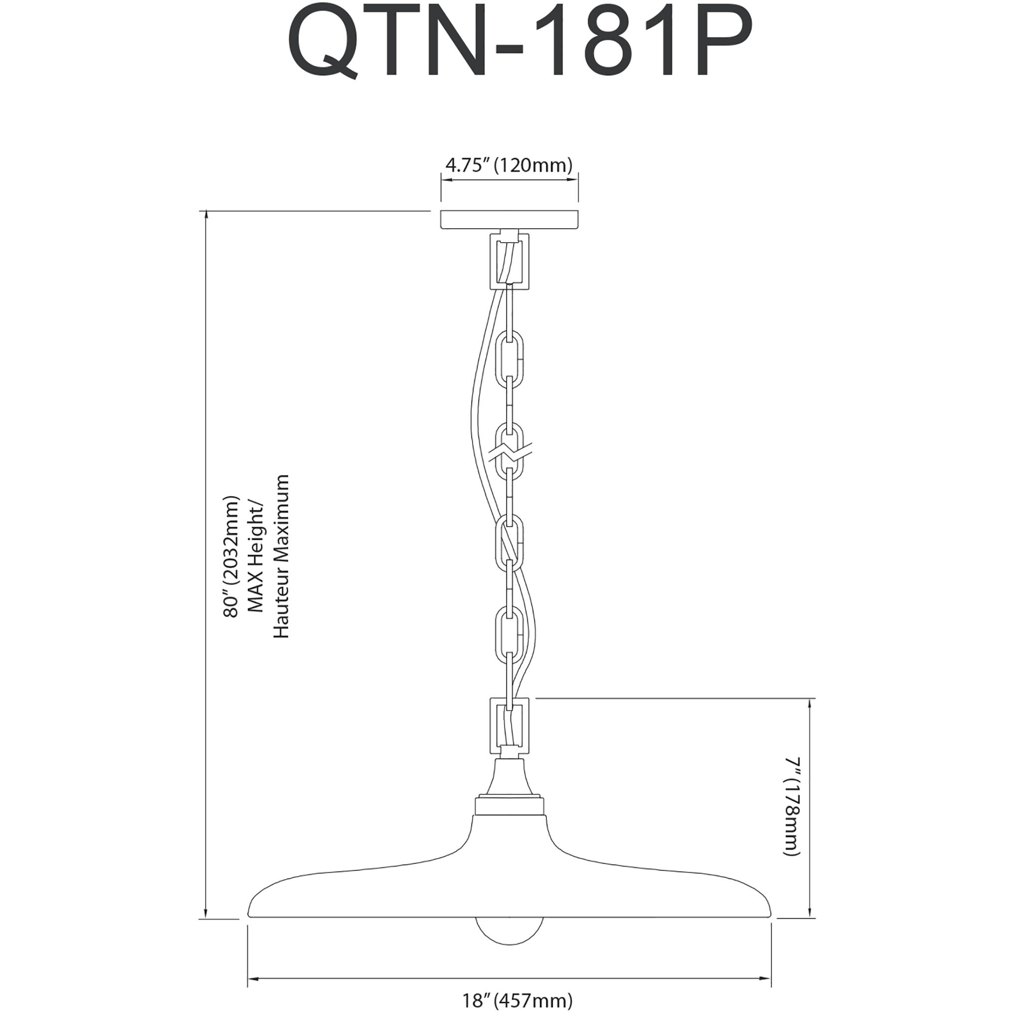 Quentin LED 18 inch Aged Brass Pendant Ceiling Light in Matte Black/Gold