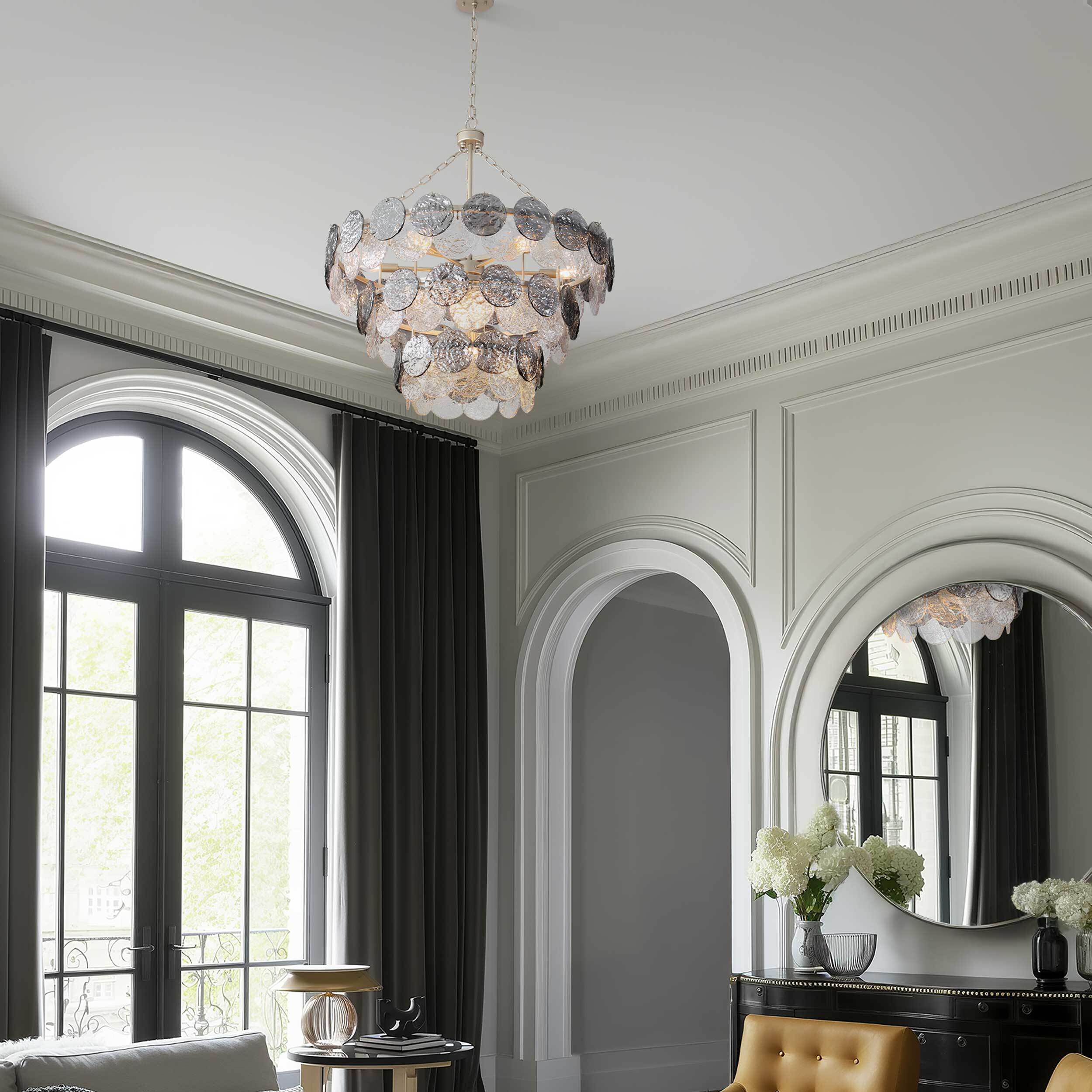 Yep Cascada Pendant Ceiling Light in Smoke Plated Glass, 3 Tier