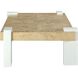 Bromo 48 X 34 inch Bleached Burl with White Coffee Table