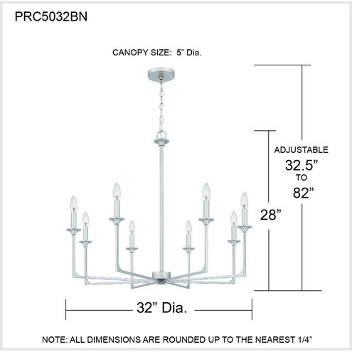 Prescott 8 Light 32 inch Brushed Nickel Chandelier Ceiling Light
