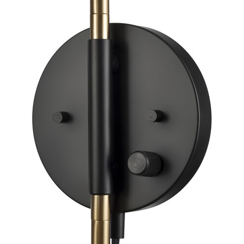 Stanley 20 inch 60 watt Matte Black with Brushed Gold Swingarm Sconce Wall Light