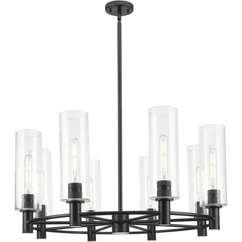 Downtown Urban Crown Point 8 Light 32 inch Matte Black Statement Chandelier Ceiling Light in Seedy