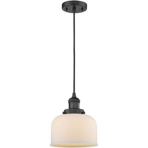 Franklin Restoration Bell 1 Light 8 inch Matte Black Mini Pendant Ceiling Light in Incandescent, Matte White, Franklin Restoration