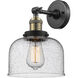 Franklin Restoration Large Bell 1 Light 8 inch Black Antique Brass Sconce Wall Light in Seedy Glass, Franklin Restoration