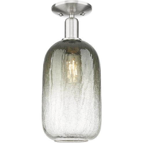 Downtown Urban Brookhaven Cloche 1 Light 7 inch Brushed Satin Nickel Semi-Flush Mount Ceiling Light in Slate Glass