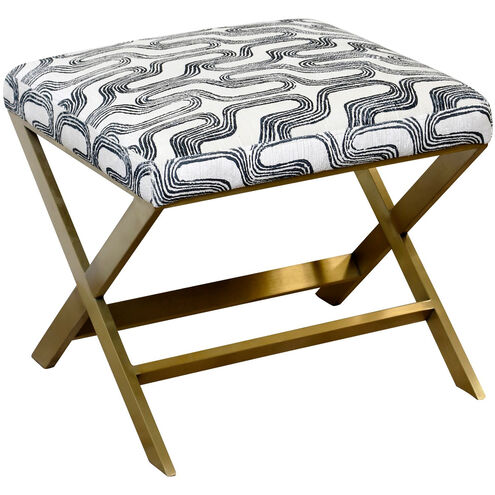 Ellis 19 inch Grey/White/Brushed Gold Ottoman