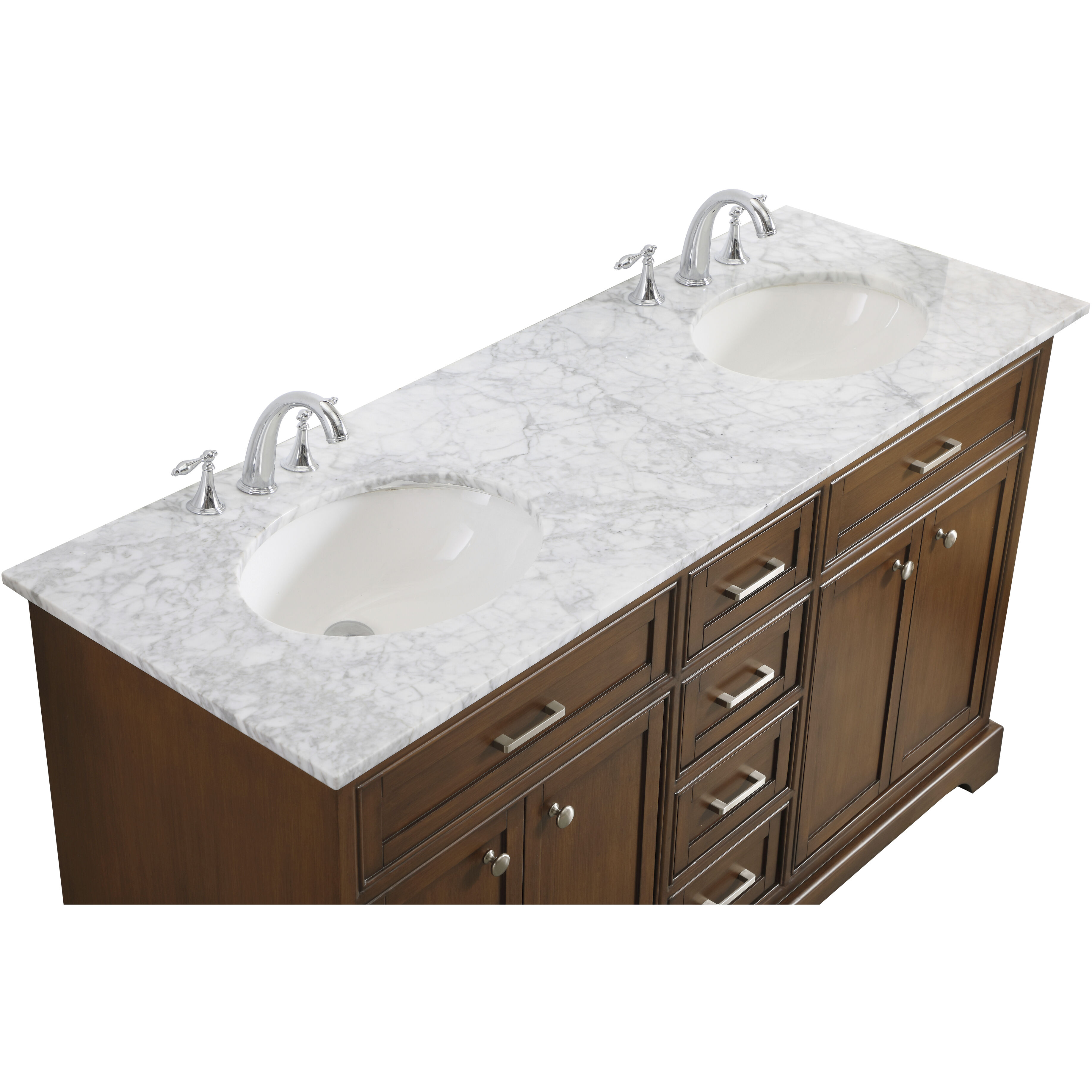 Americana 60 X 35 inch Teak with Carrara White Marble Vanity Set