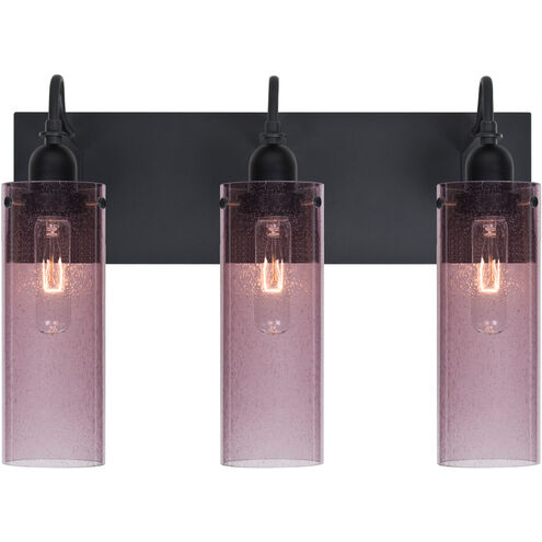Juni 10 3 Light 20 inch Black Vanity Wall Light in Plum Bubble Glass