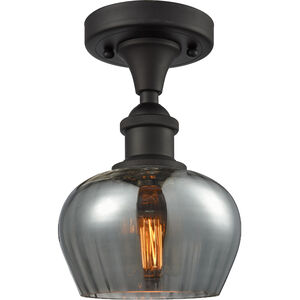 Ballston Fenton LED 7 inch Oil Rubbed Bronze Semi-Flush Mount Ceiling Light in Plated Smoke Glass, Ballston