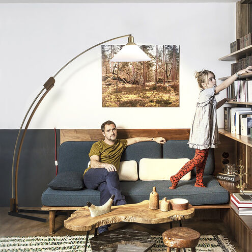 Melmar 80 inch 100.00 watt Walnut and Weathered Brass with Black Arc Floor Lamp Portable Light