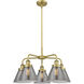 Cone 5 Light 25.75 inch Brushed Brass Chandelier Ceiling Light