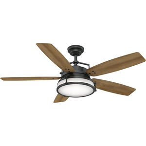 Caneel Bay 56 inch Aged Steel with White Washed Oak, White Washed Oak Blades Ceiling Fan