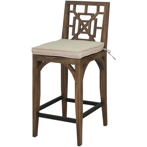 Teak 20 X 18 inch Cream Outdoor Cushion, Barstool Cushion