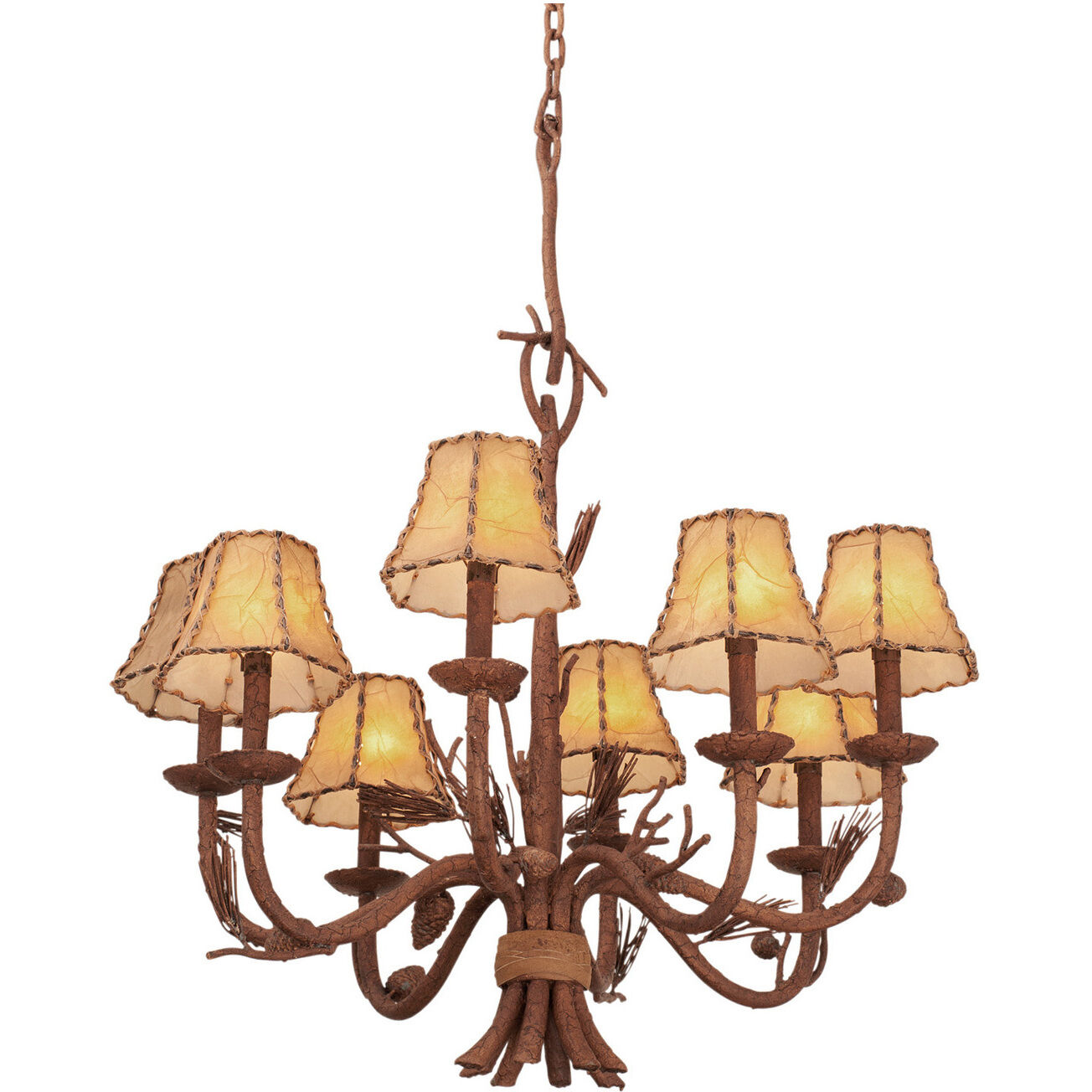 Ponderosa 8 Light 26 inch Ponderosa Chandelier Ceiling Light in Without Glass, Leather-wrapped 