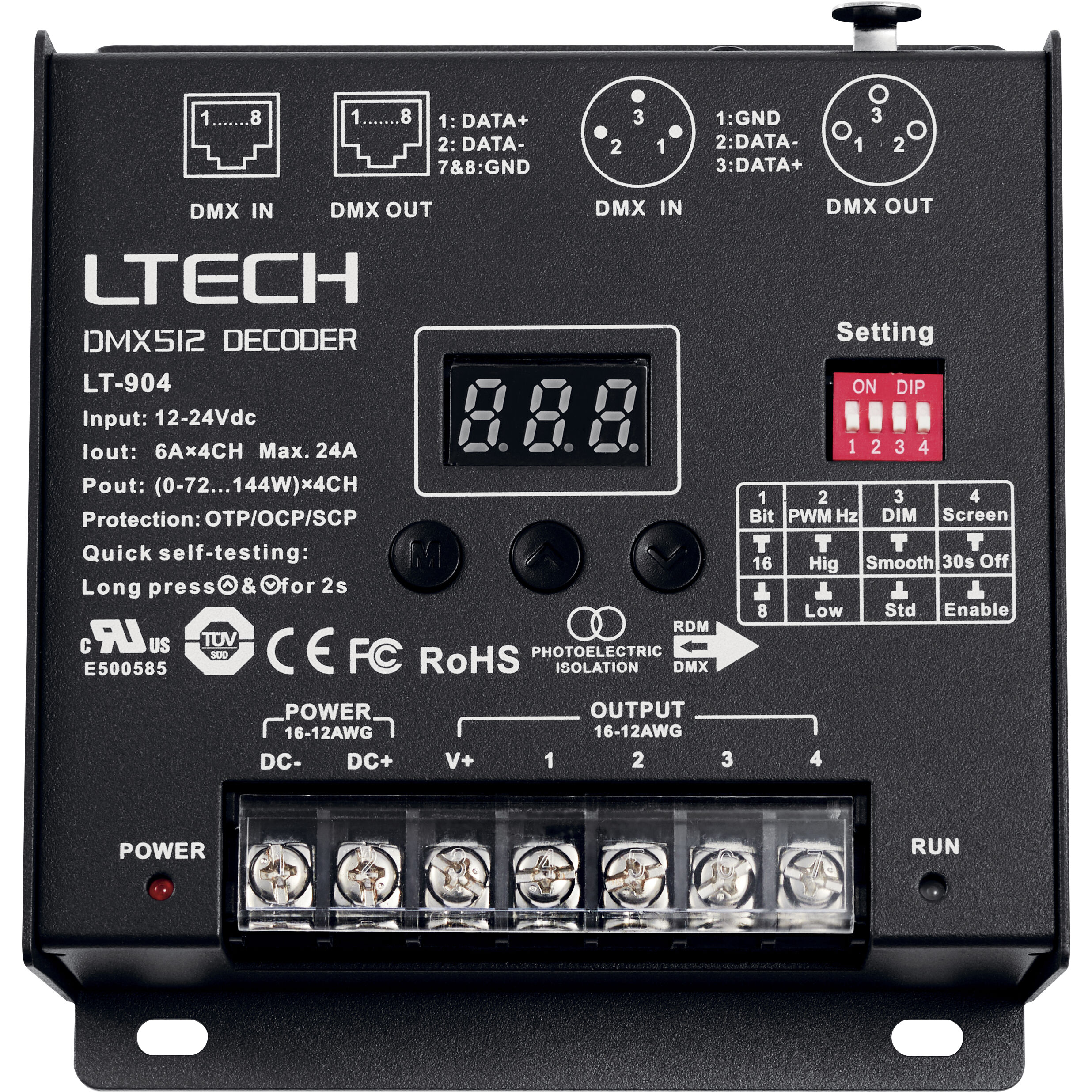 Tunable Dry Black Wireless DMX 512 Decoder