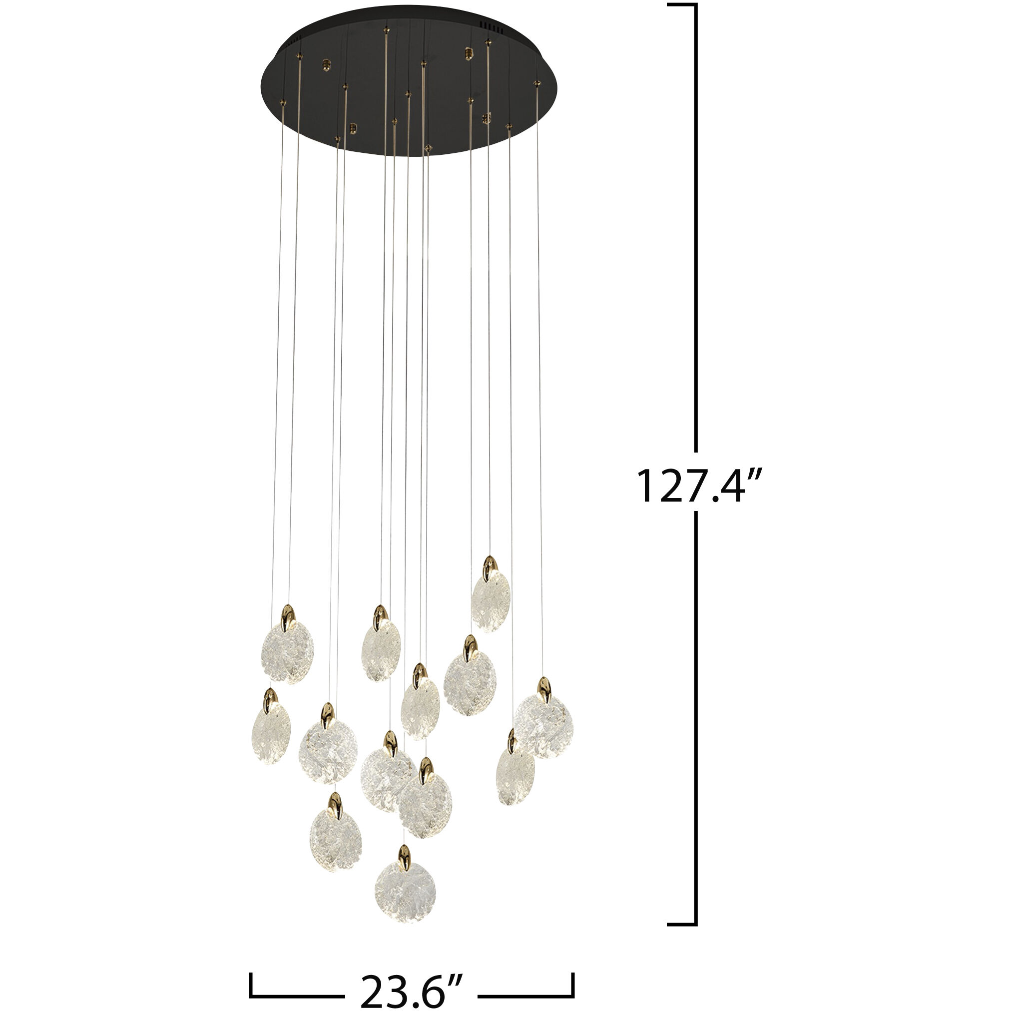 Snowflake LED 23.62 inch Matte Black and Satin Brass Chandelier Ceiling Light