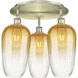 Ballston Brookhaven Flute 3 Light 19 inch Antique Brass Flush Mount Ceiling Light in Amber Glass