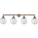 Franklin Restoration Large Beacon 4 Light 44 inch Antique Copper Bath Vanity Light Wall Light in Seedy Glass, Franklin Restoration