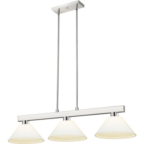 Cobalt 3 Light 46 inch Brushed Nickel Billiard Ceiling Light in Angular Matte Opal Glass