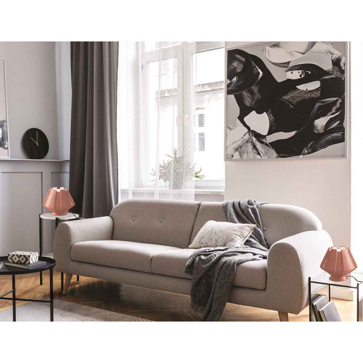 Portable 7 inch 60 watt Gloss Blush Table Lamp Portable Light